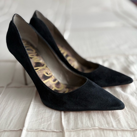 Sam Edelman Black Suede Pointed Toe Heels – Size 9.5 - Picture 1 of 6